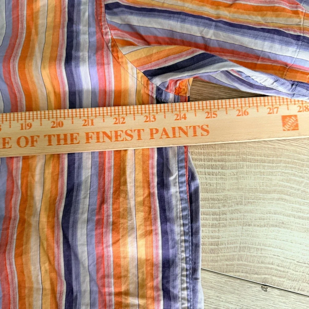 Banana Republic Button Up Shirt Mens‎ M Orange Purple Striped Embroidered SS